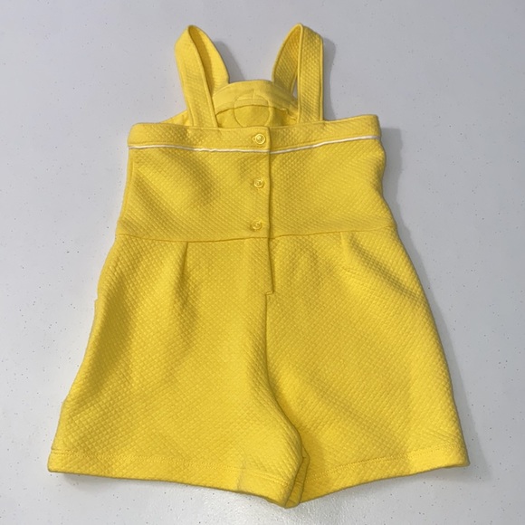 Janie And Jack Toddler Girl Quilted Yellow Short Romper Size 3 - Picture 4 of 7